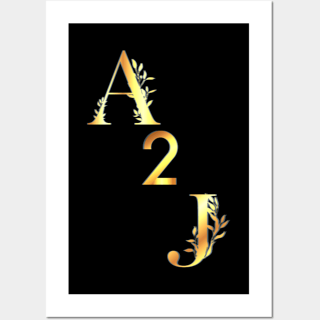 Golden A 2 J Wall Art by Blue Butterfly Designs 